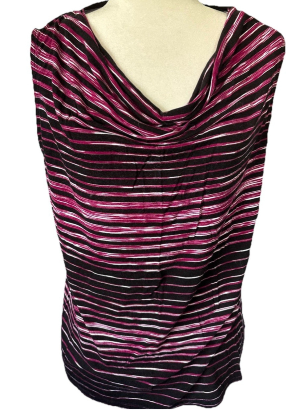 Christopher & Banks Women's SZ XL purple black Striped Sleeveless Tank Top B522